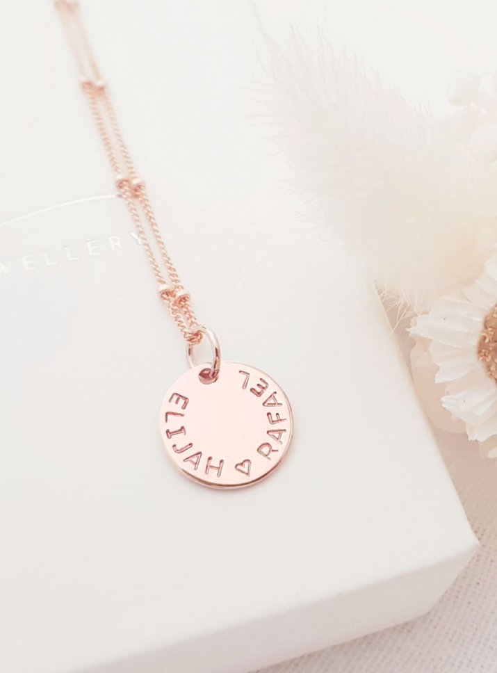 rose gold pendant with names