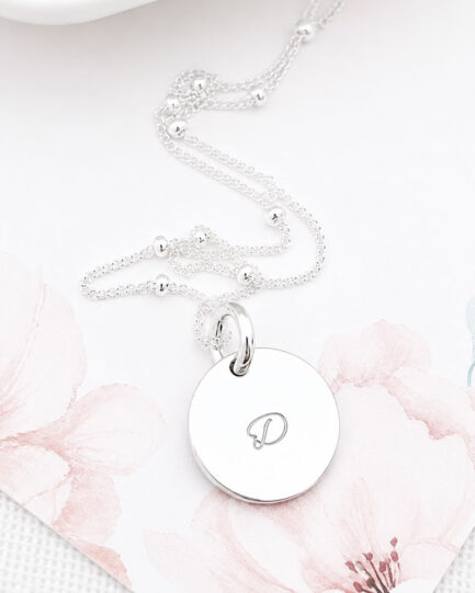 Silver Tiny Disc Necklace DISC NECKLACES initial necklace