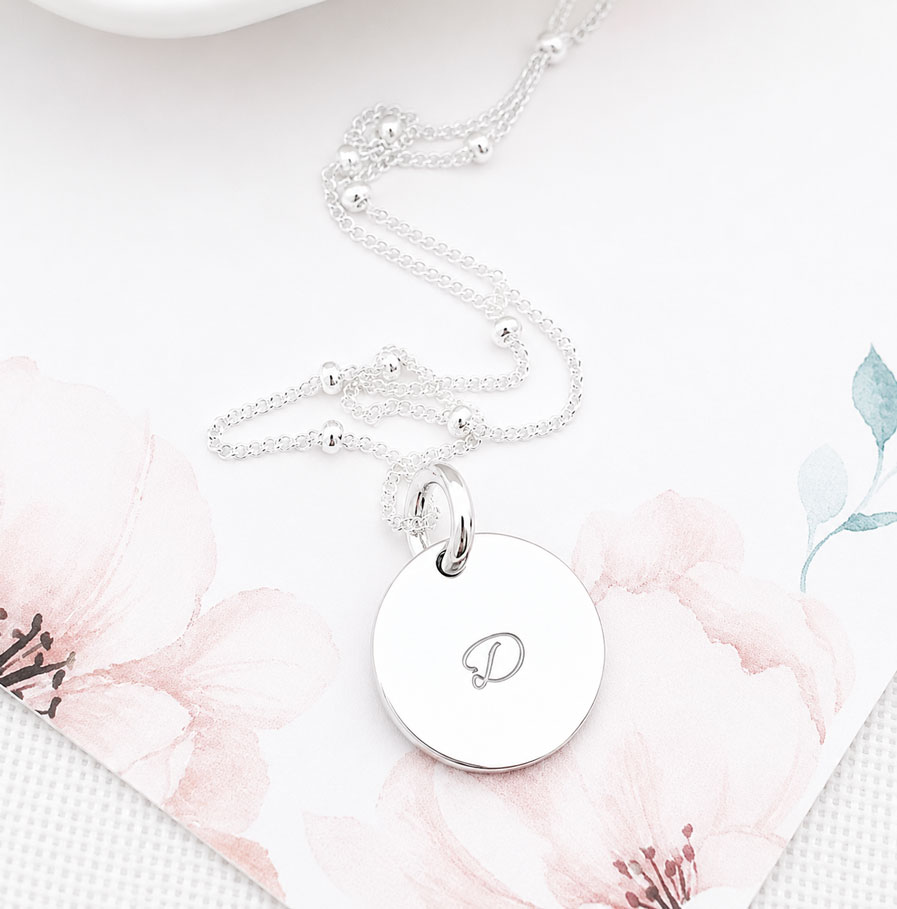 Silver Tiny Disc Necklace DISC NECKLACES initial necklace
