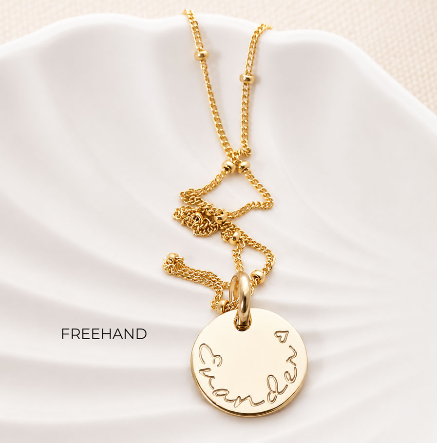 Gold Tiny Disc Necklace DISC NECKLACES delicate personalised jewellery