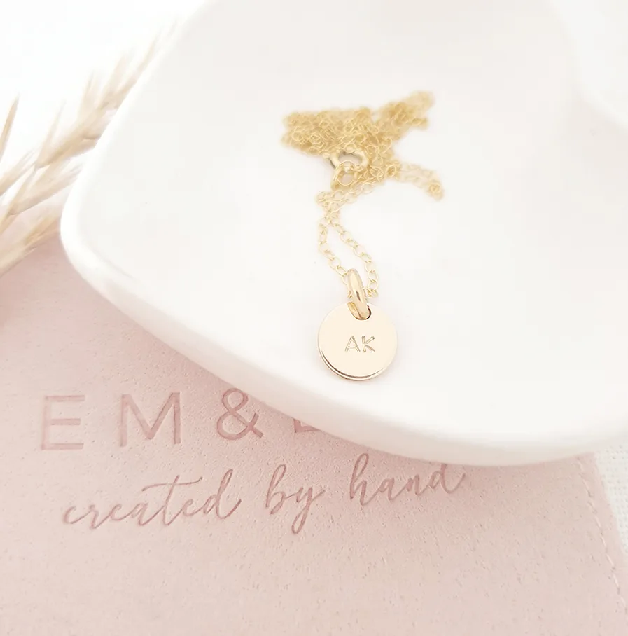 Gold Initial Disc Necklace DISC NECKLACES