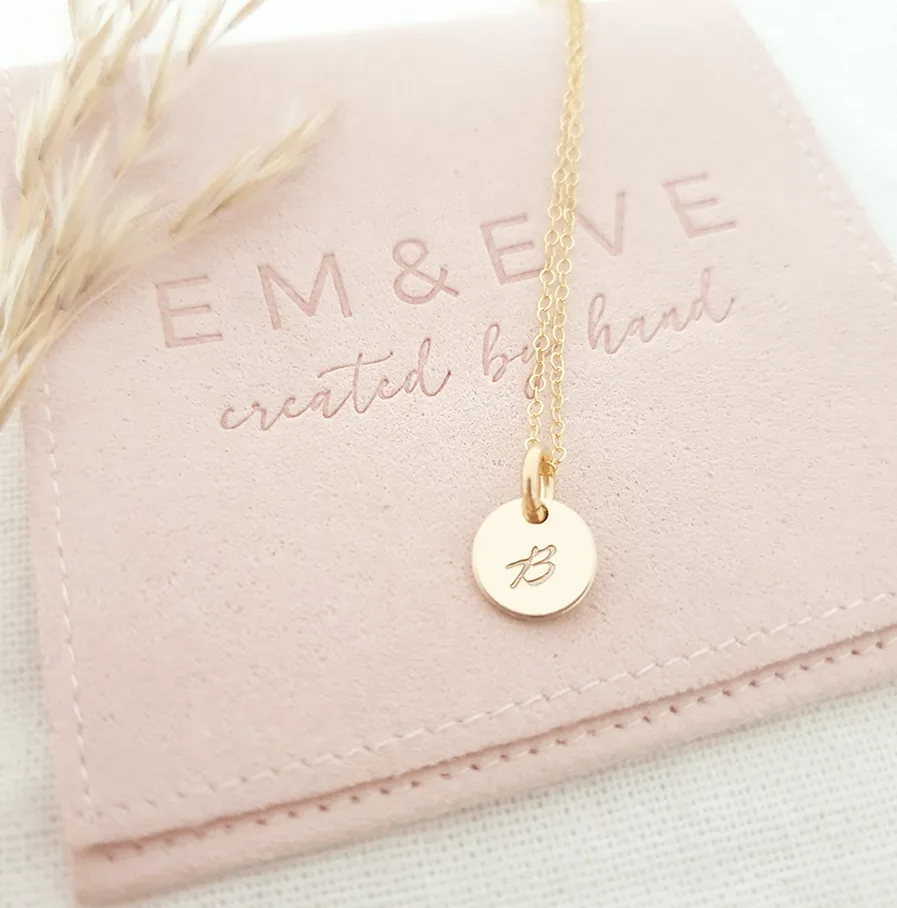 Gold Initial Disc Necklace DISC NECKLACES