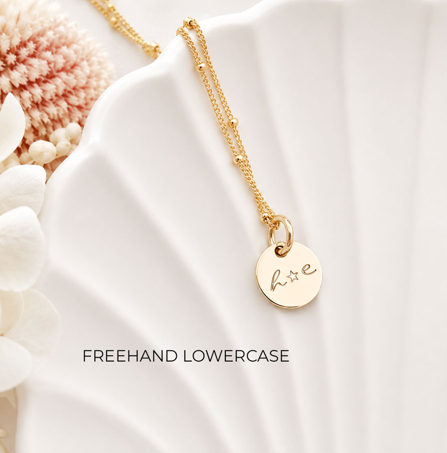 Gold Initial Disc Necklace DISC NECKLACES initials necklace