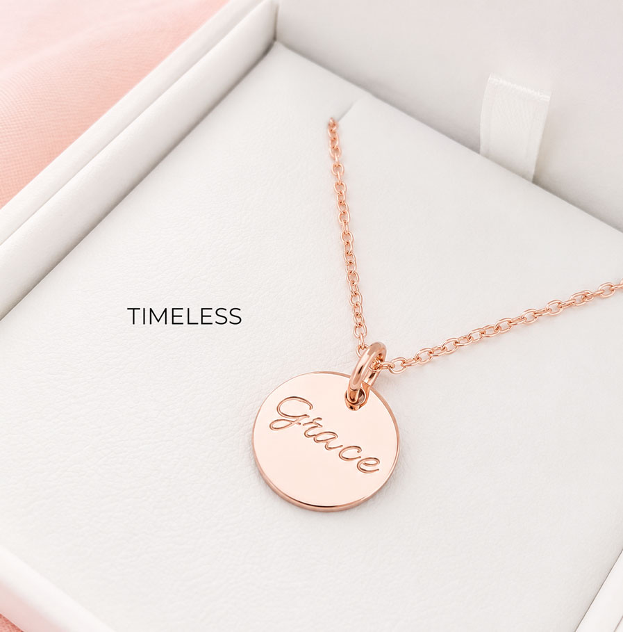 Rose Gold Tiny Disc Necklace DISC NECKLACES grace name engraved necklcae