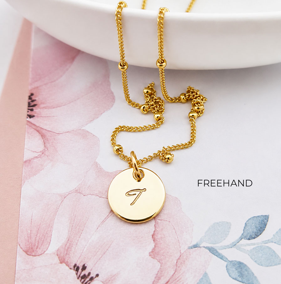 Gold Initial Disc Necklace DISC NECKLACES letter necklace