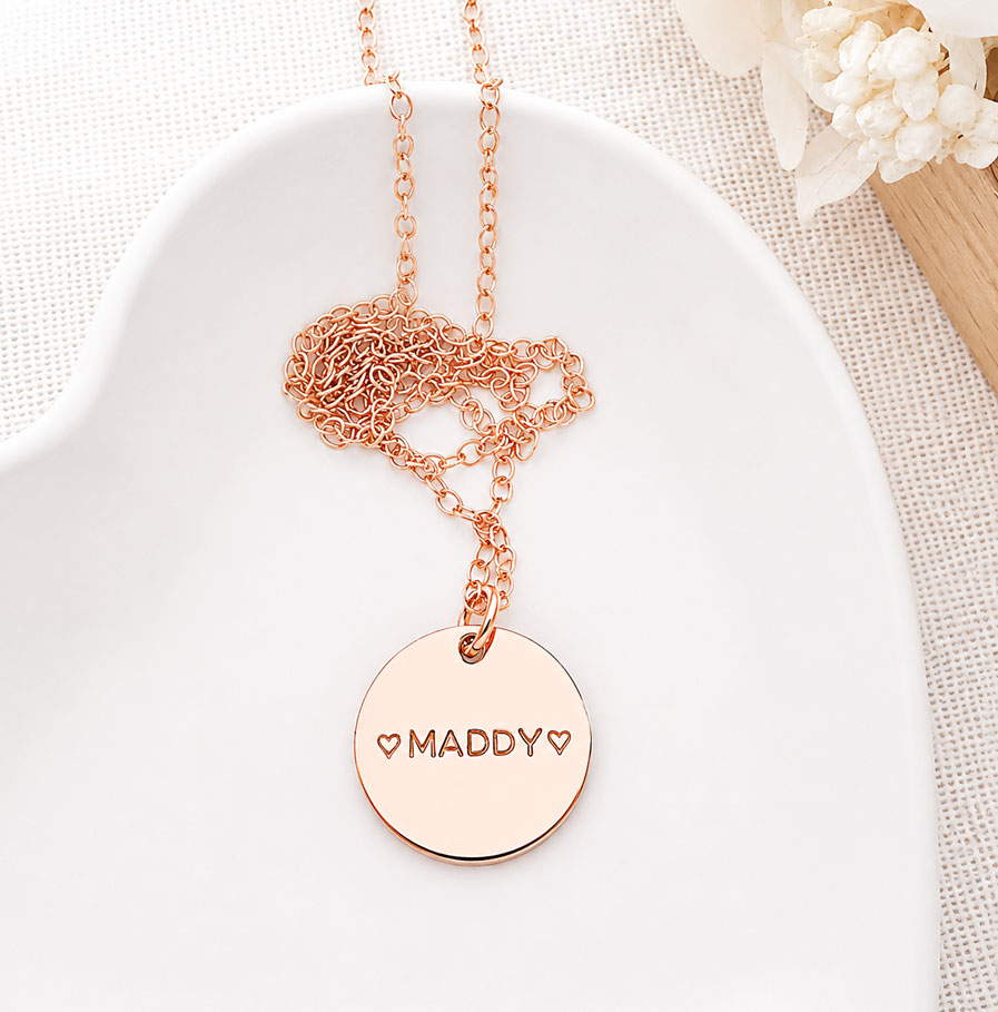 Rose Gold Mini Disc Necklace DISC NECKLACES maddy rose gold name necklace
