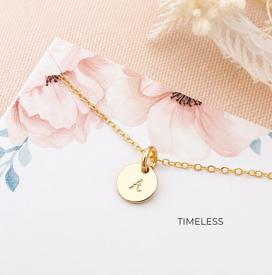 Gold Initial Disc Necklace DISC NECKLACES monogram necklace