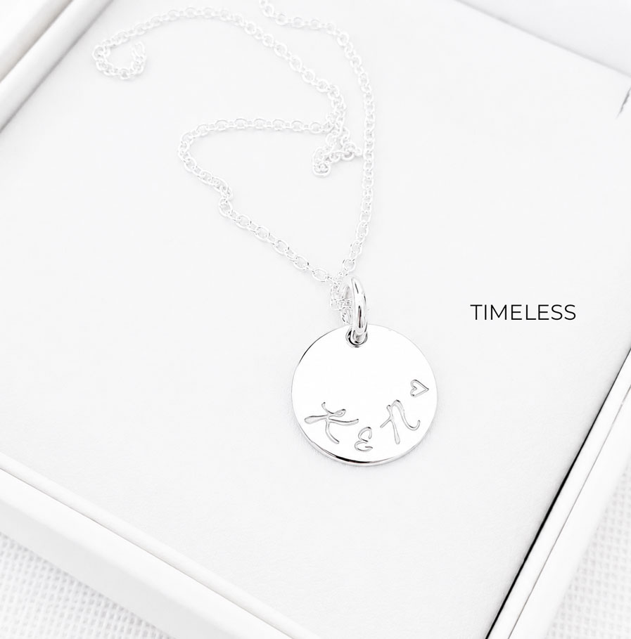 Silver Tiny Disc Necklace DISC NECKLACES couples initials pendant