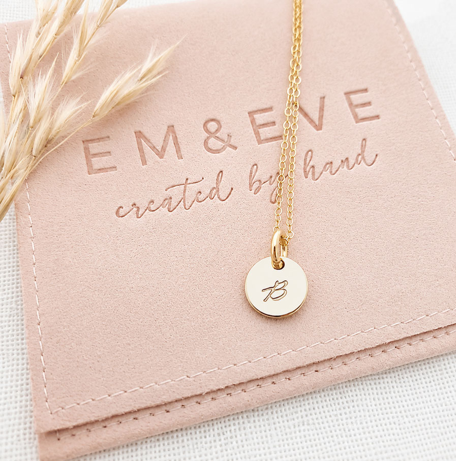 Gold Initial Disc Necklace DISC NECKLACES new mum gift idea