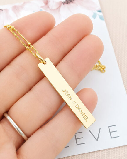 custom names bar necklace hand stamped