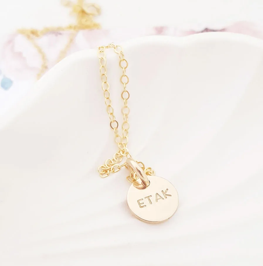 Gold Initial Disc Necklace DISC NECKLACES