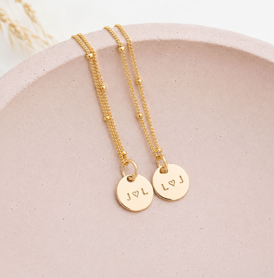 Gold Initial Disc Necklace DISC NECKLACES best friend necklace