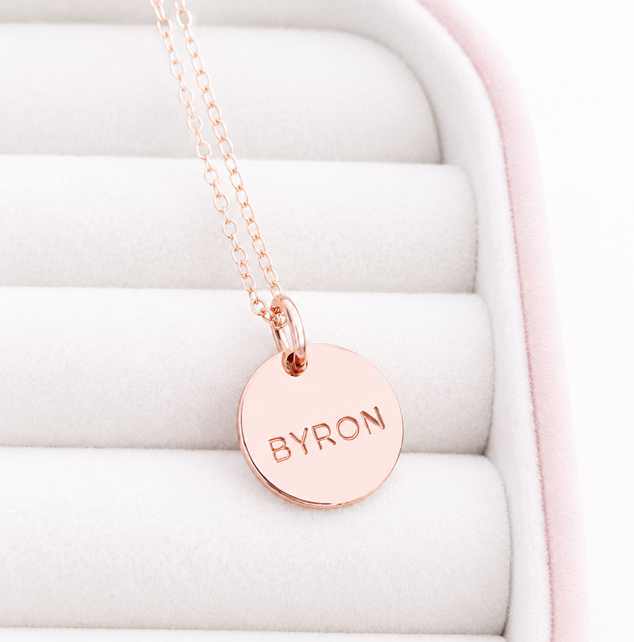 Rose Gold Tiny Disc Necklace DISC NECKLACES stamped necklace with custom name