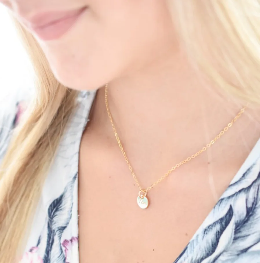 Gold Initial Disc Necklace DISC NECKLACES