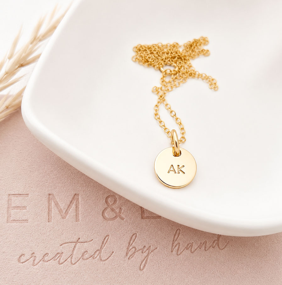 Gold Initial Disc Necklace DISC NECKLACES gold customised necklace