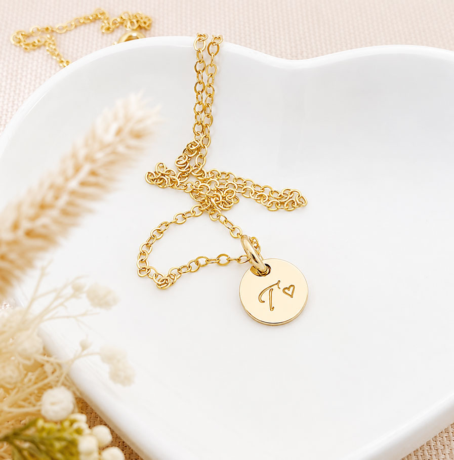 Gold Initial Disc Necklace DISC NECKLACES gold necklace with initial