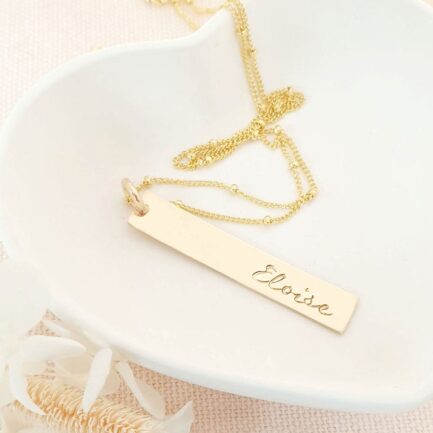gold personalized bar necklace