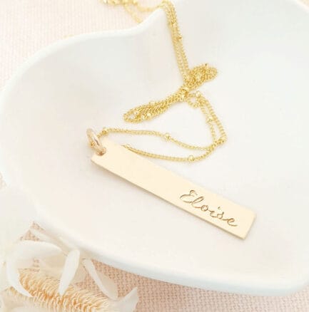 gold personalized bar necklace