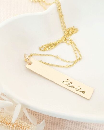 gold personalized bar necklace