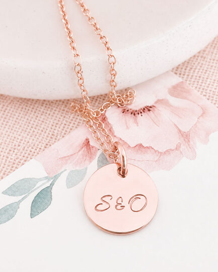 Rose Gold Tiny Disc Necklace DISC NECKLACES gift for bride on wedding day