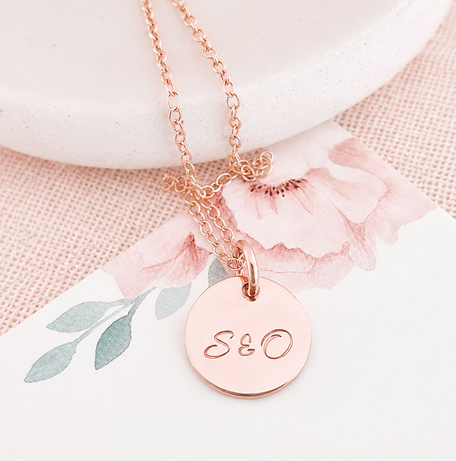 Rose Gold Tiny Disc Necklace DISC NECKLACES gift for bride on wedding day