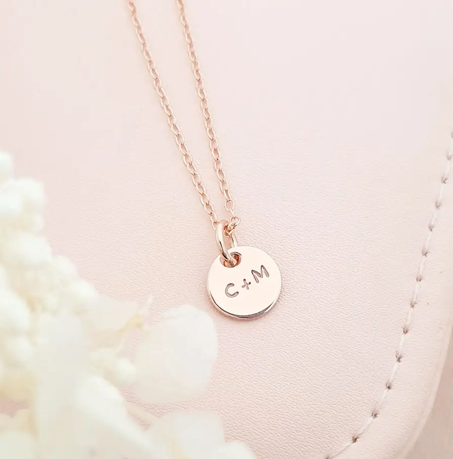 Rose Gold Initial Disc Necklace keepsake necklace in memory of dad