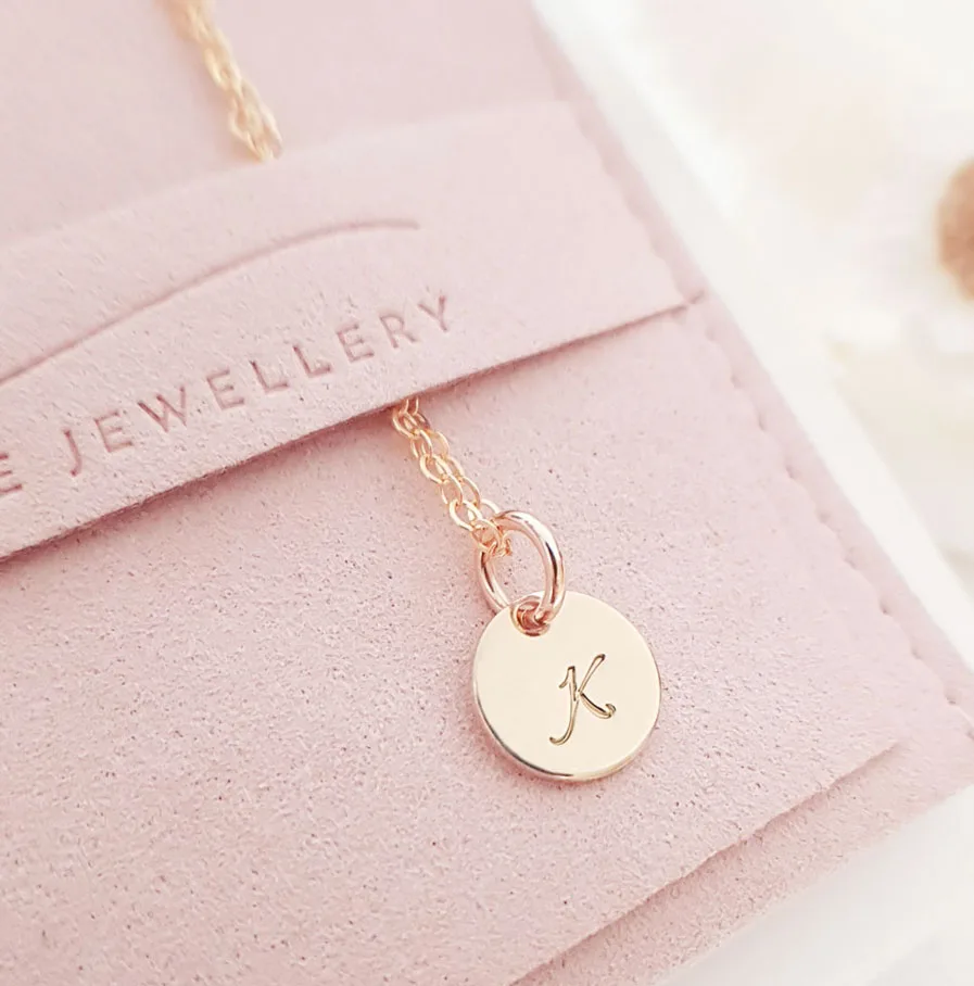 Gold Initial Disc Necklace DISC NECKLACES