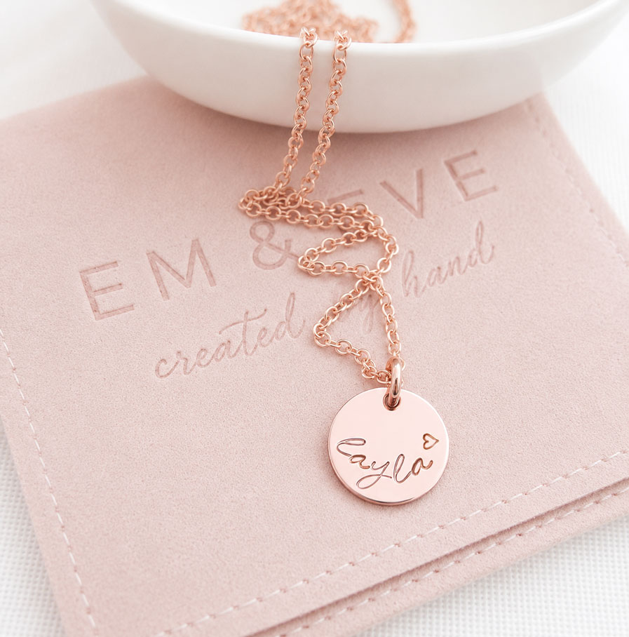 Rose Gold Tiny Disc Necklace DISC NECKLACES layla name necklace