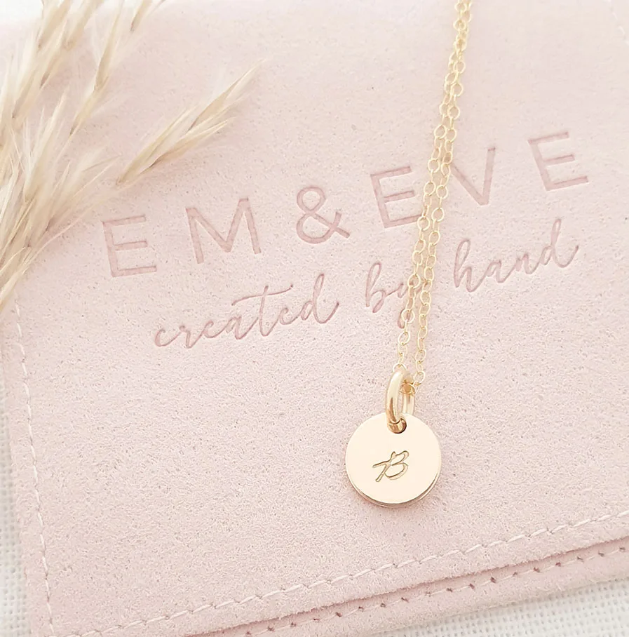 Gold Initial Disc Necklace DISC NECKLACES