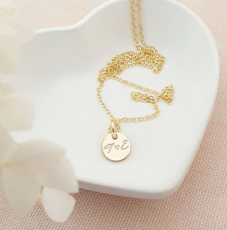 Gold Initial Disc Necklace DISC NECKLACES