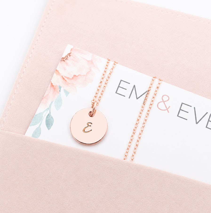 Rose Gold Tiny Disc Necklace DISC NECKLACES initial stamped jewellery