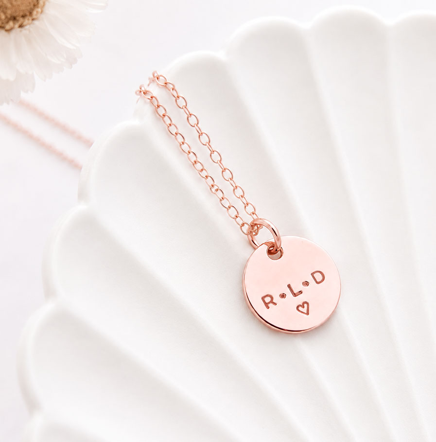 Rose Gold Tiny Disc Necklace DISC NECKLACES initial stamped jewellery