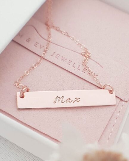 Rose Gold Bar Necklace BAR NECKLACES Rose Gold Bar Necklace keepsake rose gold necklace