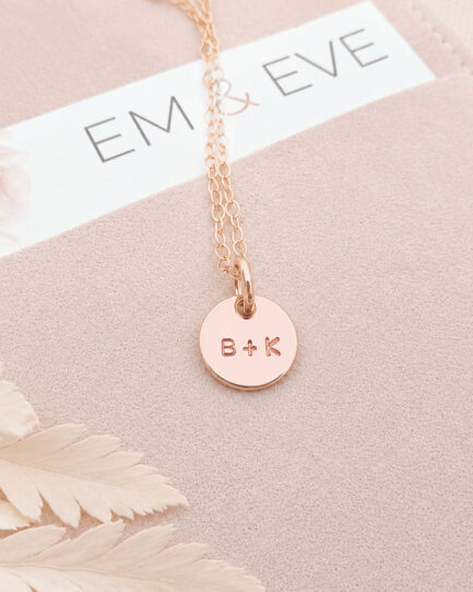 Rose Gold Initial Disc Necklace