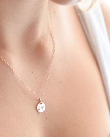 Rose Gold Initial Disc Necklace DISC NECKLACES