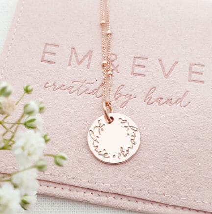 custom rose gold necklace with name