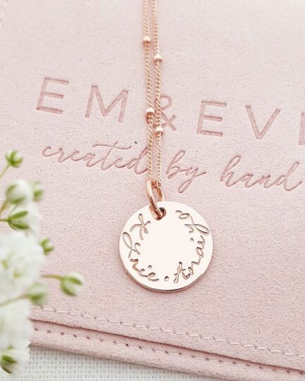 custom rose gold necklace with name