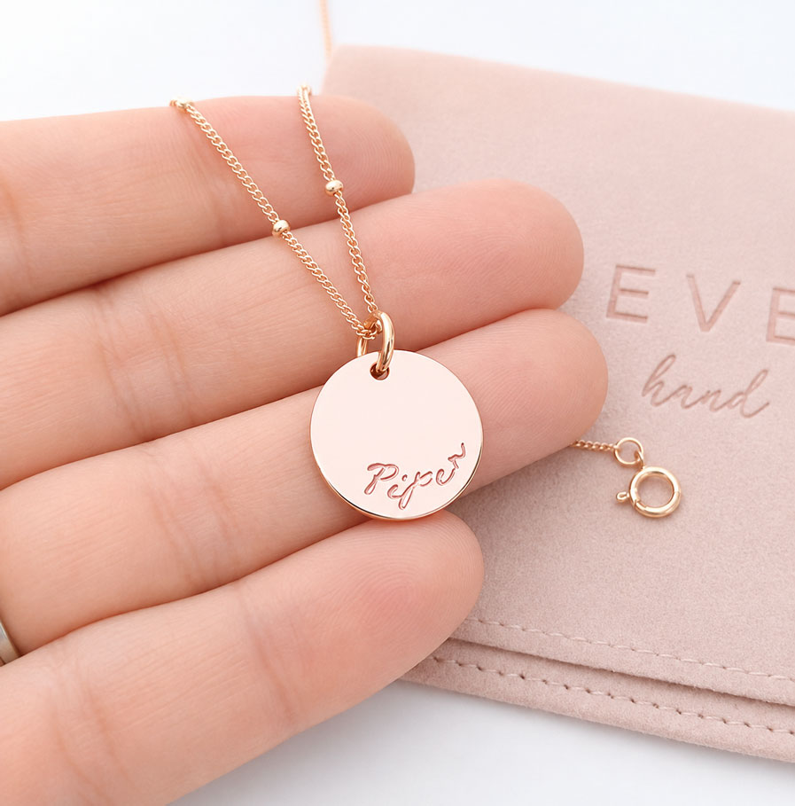 Rose Gold Mini Disc Necklace DISC NECKLACES rose gold handstamped jwellery