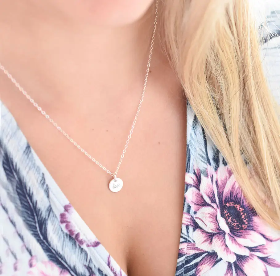 Silver Initial Disc Necklace DISC NECKLACES