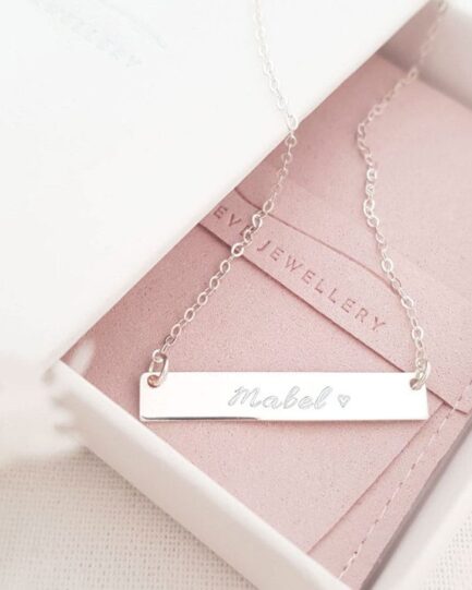 personalised silver bar necklace with name