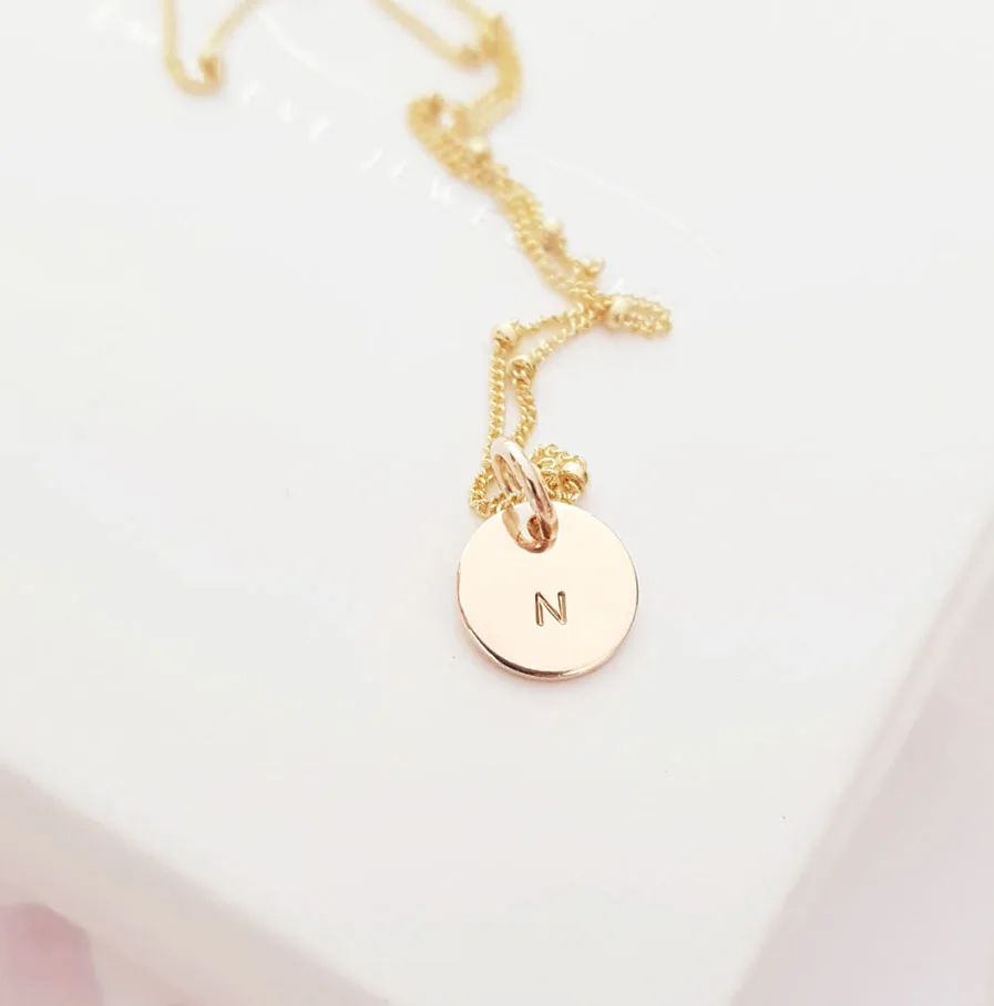 Gold Initial Disc Necklace DISC NECKLACES