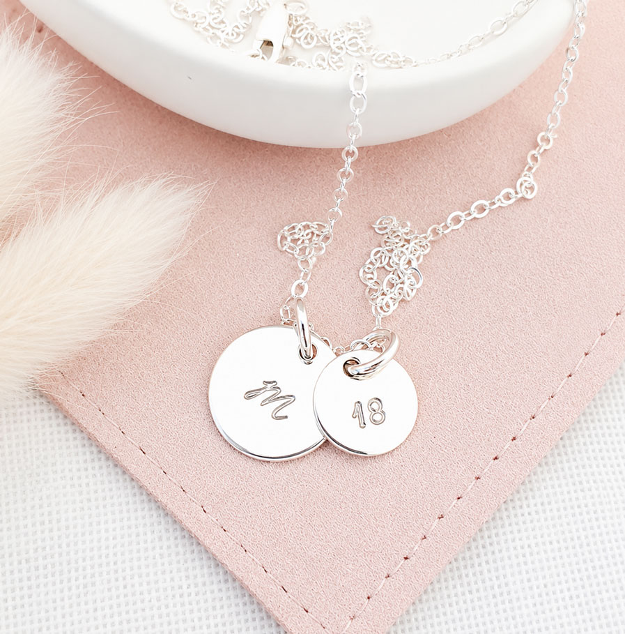 Silver Disc Set DISC NECKLACES 19TH BIRTHDAY KEEPSAKE FOR HER