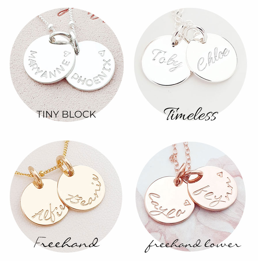 Silver Disc Set DISC NECKLACES 2 disc font options