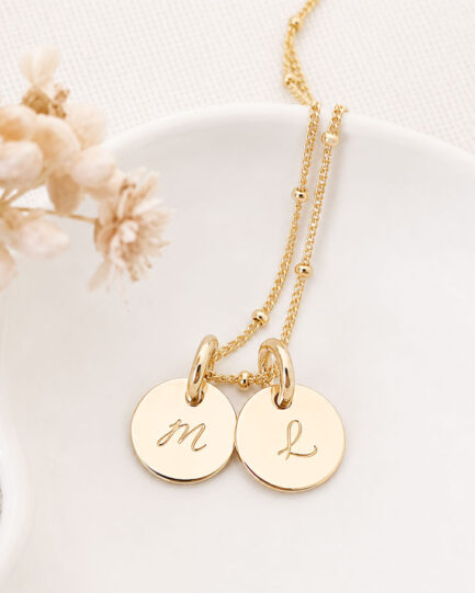 2 disc initial necklace