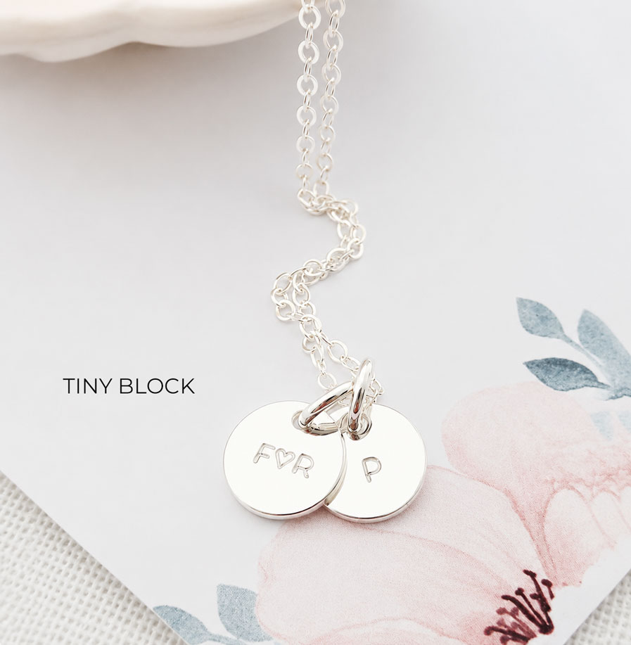 Silver Initial Disc Pair DISC NECKLACES coupples initials keepsake necklace
