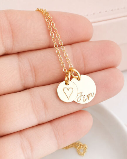 Gold Symbol Set DISC NECKLACES hands gold symbol set