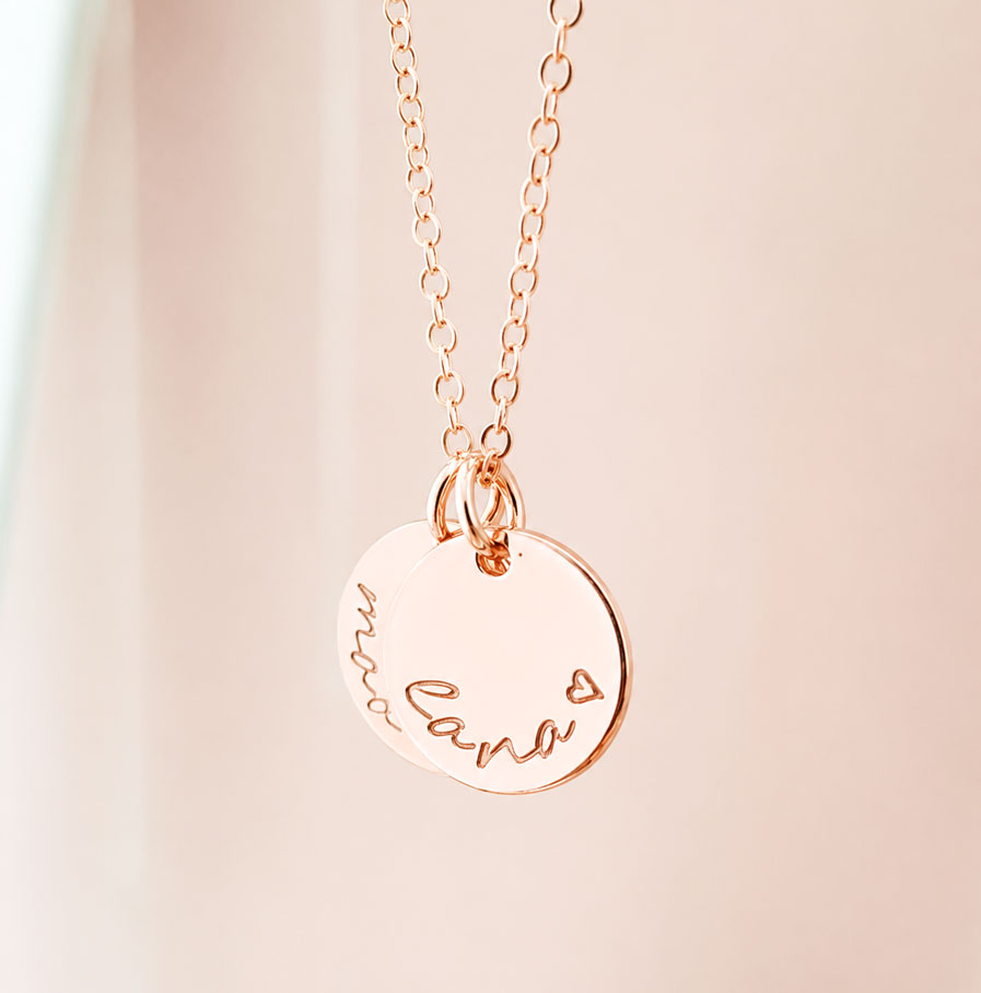Rose Gold Tiny Disc Pair DISC NECKLACES HANGING ROSE GOLD STAMPED DISCS