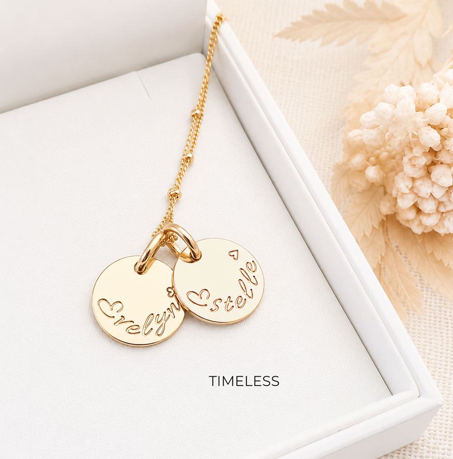 Gold Tiny Disc Pair DISC NECKLACES NECKLACE FOR GRANDMA