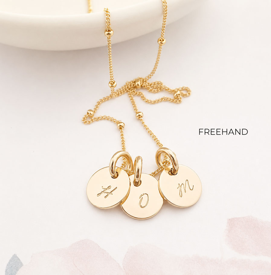 Gold Initial Disc Trio DISC NECKLACES mothers day present idea