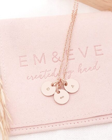 rose gold initial disc trio